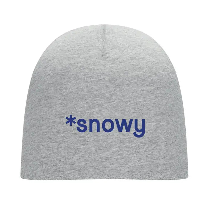 Beanie unisex din bumbac gri melanj cu logo navy blue snowy brodat pe partea din fata