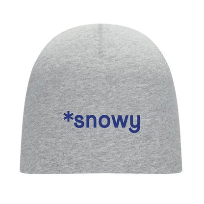 Beanie unisex din bumbac gri melanj cu logo navy blue snowy brodat pe partea din fata