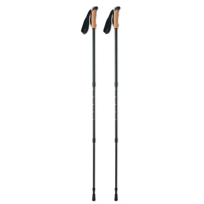 Belte de mers nordic bețe de trekking reglabile negre și maro cu mânere ergonomice și curele pentru încheietură