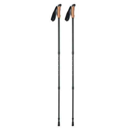 Belte de mers nordic bețe de trekking reglabile negre și maro cu mânere ergonomice și curele pentru încheietură
