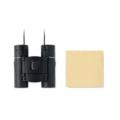 Binoclu compact usor negru cu design ergonomic si inele argintii pentru vizualizare clara si confortabila