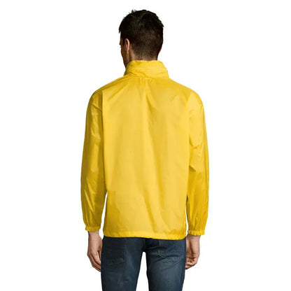 Blazer de vant unisex surf galben strălucitor din nailon ușor cu guler înalt și manșete elastice
