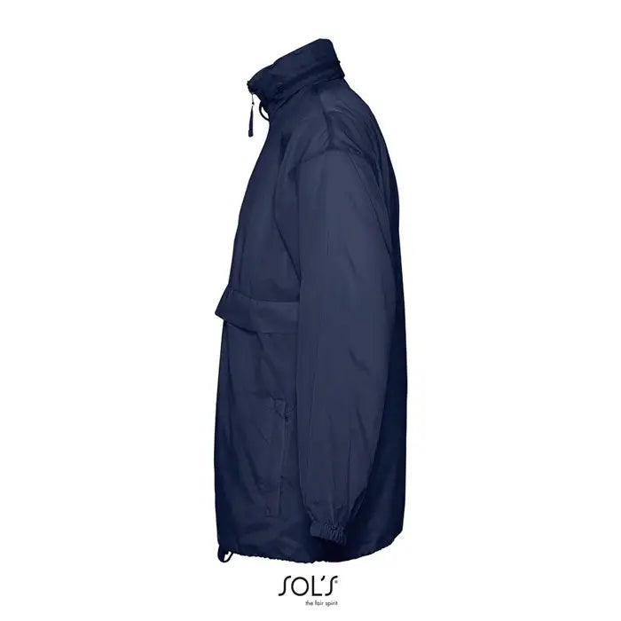 Blazer de vant unisex surf navy albastru jachetă impermeabilă cu guler înalt și glugă cu șnur