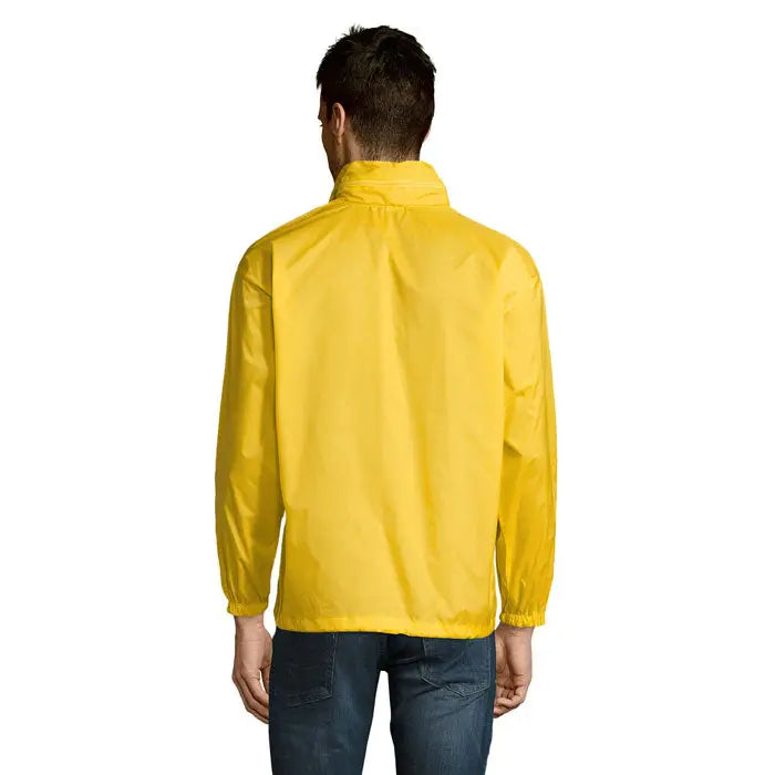 Blazer de vant unisex surf jacheta nylon galben deschis, usoara, cu guler inalt si maneci elastice