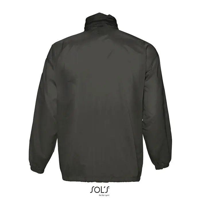 Blazer de vant unisex surf negru cu guler inalt si maneci lungi din material sintetic fin si neted