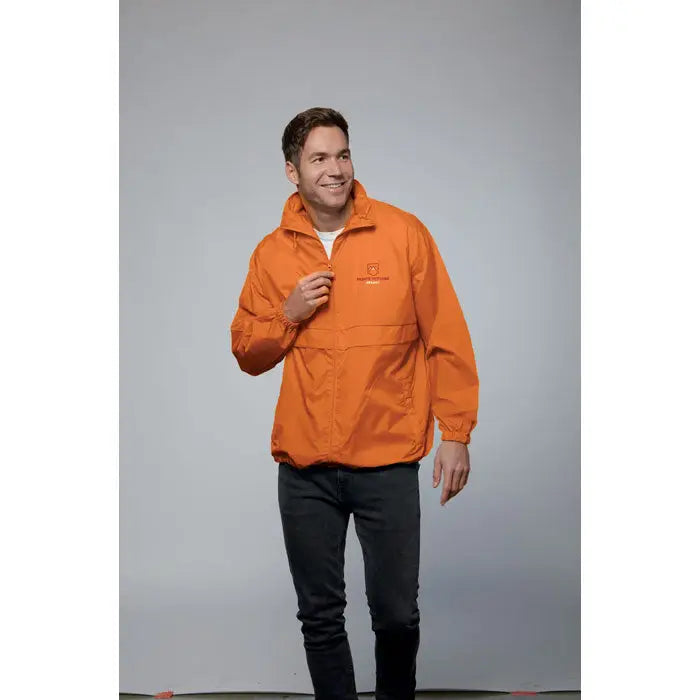 Blazer de vant unisex surf jachetă portocalie ușoară cu logo brodat subtil pe piept
