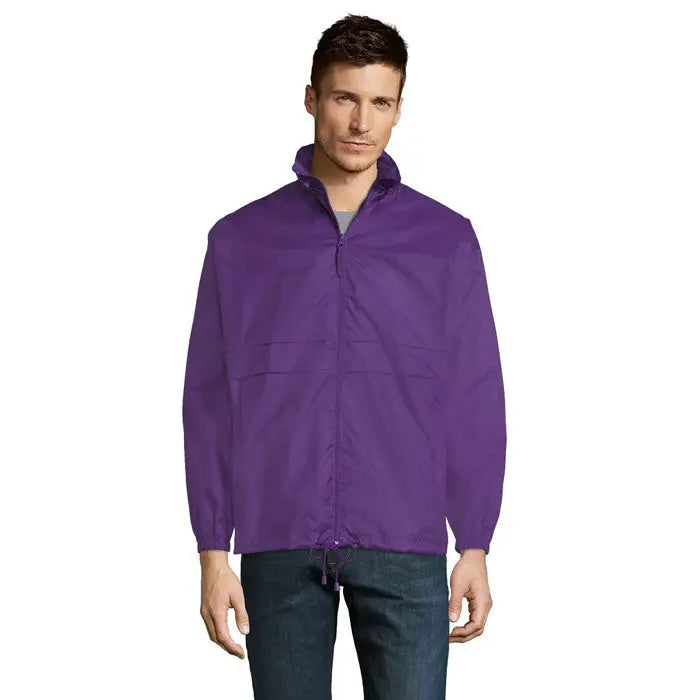 Blazer de vant unisex surf violet cu fermoar integral si talie ajustabila cu snur din material usor