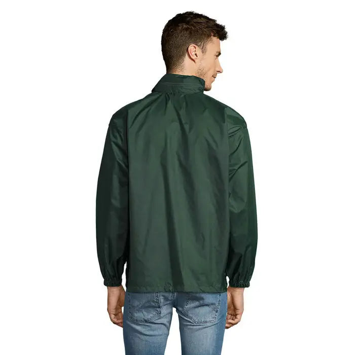 Blazer de vant unisex surf jacheta usoara de nylon verde inchis cu guler inalt si mansete elastice