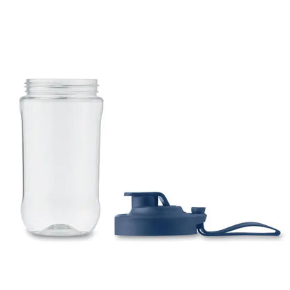 Blender portabil cu vas transparent din plastic și capac și mâner bleumarin pentru mixare ușoară
