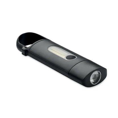 Blit cob de buzunar lanterna de plastic negru cu maner de prindere si buton dreptunghiular lateral