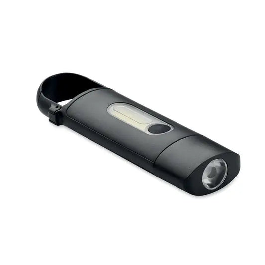Blit cob de buzunar lanterna de plastic negru cu maner de prindere si buton dreptunghiular lateral