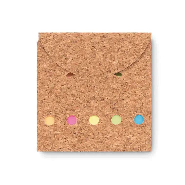 Bloc de note lipicioase din pluta patrata cu clapeta si cinci notite colorate rotunde aranjate jos