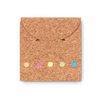 Bloc de note lipicioase din pluta patrata cu clapeta si cinci notite colorate rotunde aranjate jos