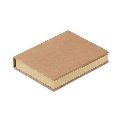 Bloc de note lipicioase compact cu coperta maro kraft texturata si pagini crem, design minimalist