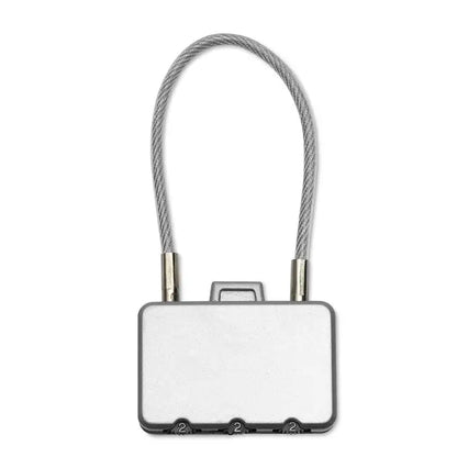 Blocare de securitate cablu gri cu corp metalic dreptunghiular si trei cadrane numerotate pentru cod blocaj