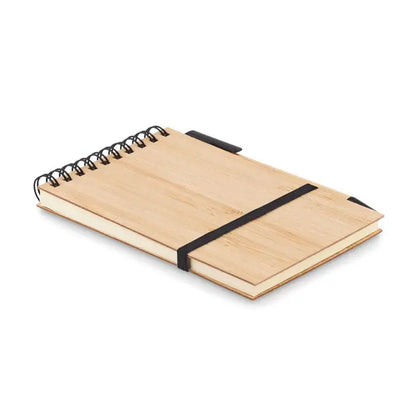 Blocnotes a6 din bambus cu stilou cartonat negru si elastic elastic potrivit pentru notite zilnice