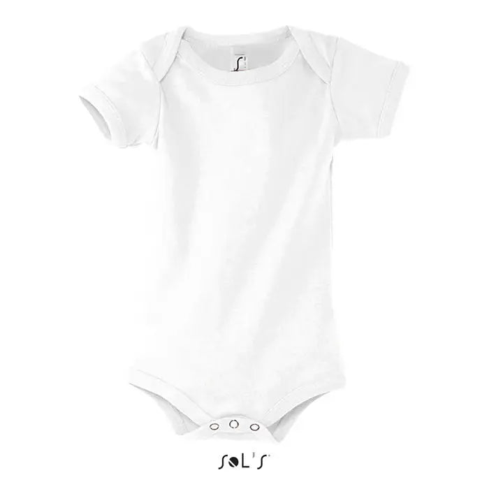 Body bambino bebe alb body bebeluș cu mânecă scurtă și închidere cu capse la bază minimalist