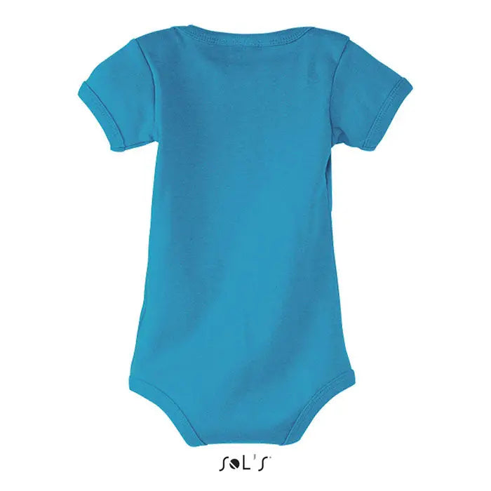 Body bambino bebe romper bebeluș turcoaz solid cu mâneci scurte și tivuri nervurate la mâini și picioare