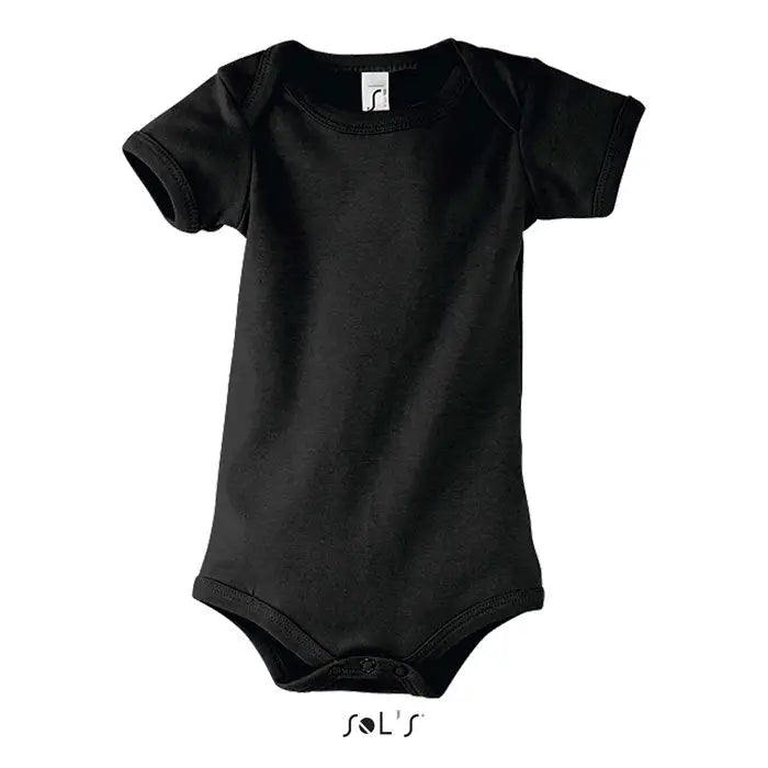 Body bambino bebe body bebelus negru cu maneci scurte si capse la partea inferioara din bumbac moale