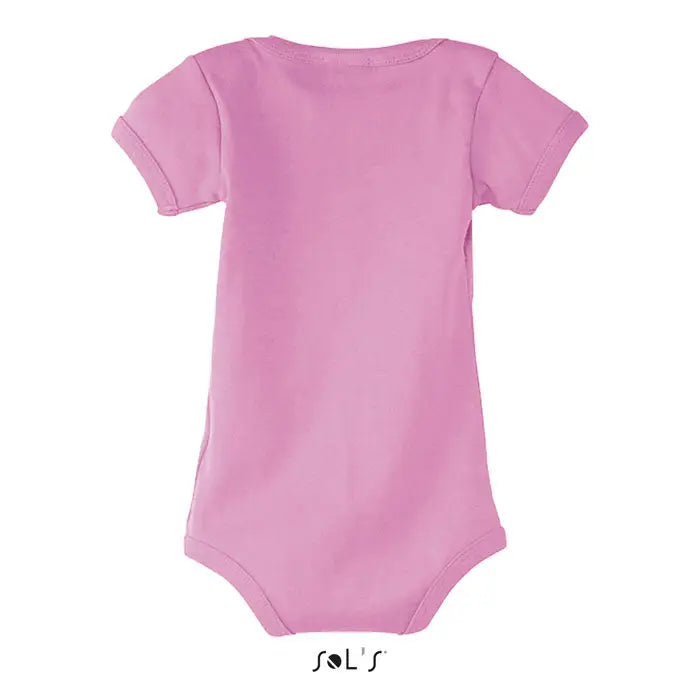 Body bambino bebe un body roz deschis din bumbac cu mâneci scurte și manșete rebrate pentru bebeluși