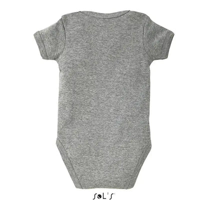 Body bambino bebe body bebeluș gri melanj cu mâneci scurte și tivuri elastice la mâneci și picioare