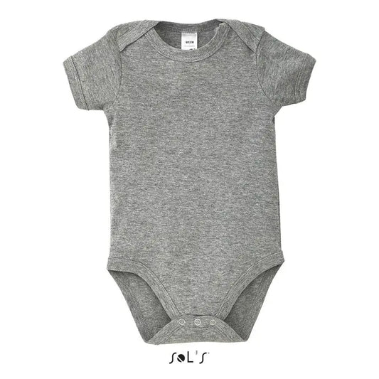Body bambino bebe unisex body din bumbac gri cu maneci scurte si capse la partea inferioara pentru bebelus