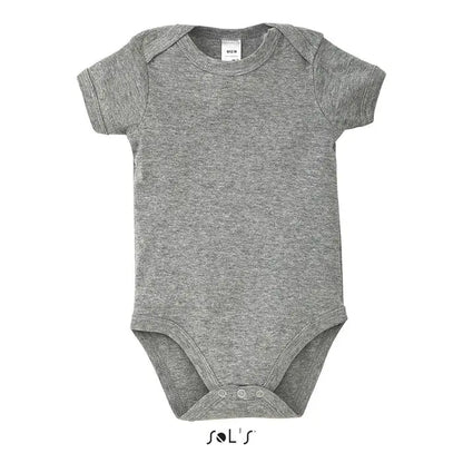Body bambino bebe body bebe gri cu maneci scurte si capse la nivelul zonei inghinale pentru bebelusi