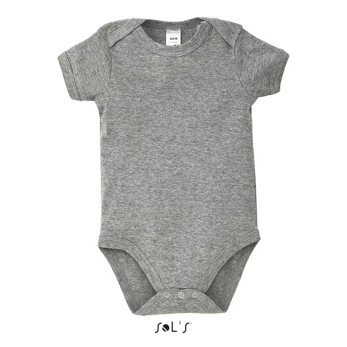Body bambino bebe body bebeluș gri melanj cu mâneci scurte și capse la burtică pentru confort maxim