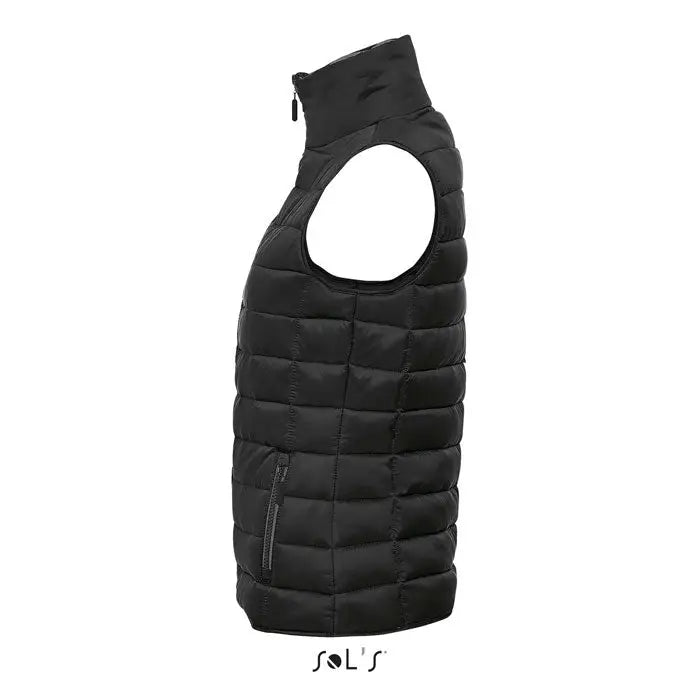 Vestă fără mâneci neagră matlasată bodywarmer femeie wave 180g cu guler înalt și fermoar frontal
