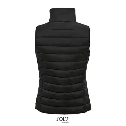 Vrejă neagră matlasată fără mâneci cu guler înalt bodywarmer femeie wave 180g