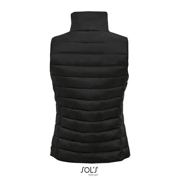 Vesta fara maneci neagra matlasata cu guler inalt bodywarmer femeie wave 180g