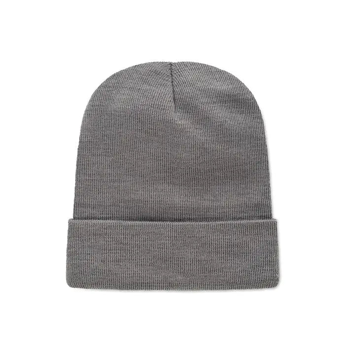 Bonita unisex din poliester rpet beanie gri melanj moale cu tiv pliat din tricot