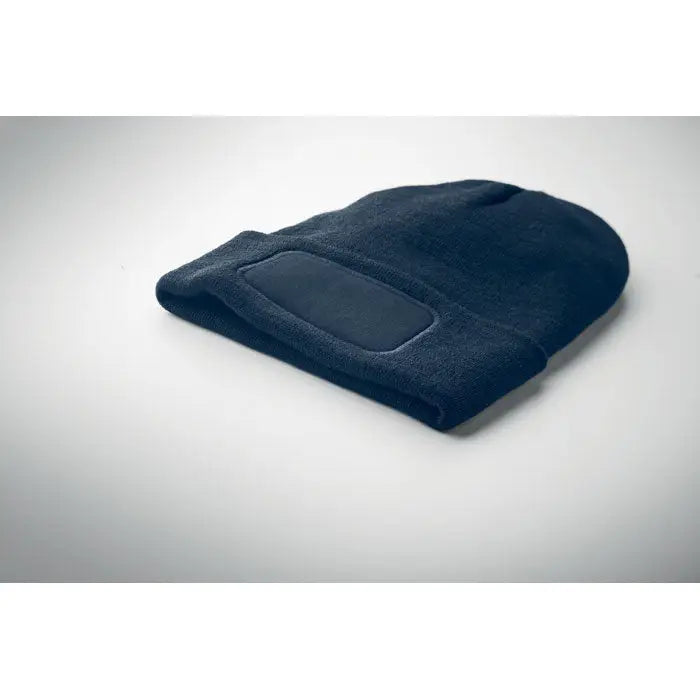Bonita caciula unisex din poliester rpet albastru bleumarin cu patch dreptunghiular neted pe partea din fata