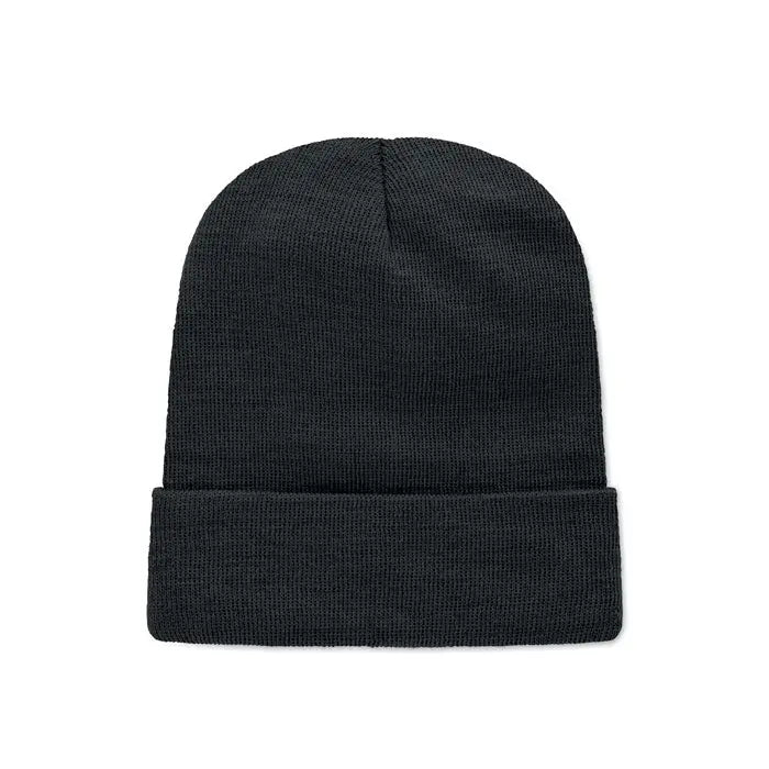 Bonita unisex din poliester rpet negru caciula tricotata cu maneca pliată