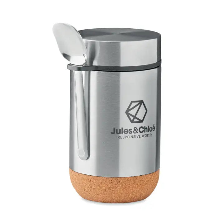 Borcan de depozitare cu perete dublu 400 ml din oțel inoxidabil cu bază de plută și linguriță integrată jules & chloé