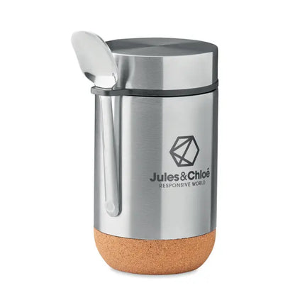 Borcan de depozitare cu perete dublu 400 ml din oțel inoxidabil cu bază de plută și linguriță integrată jules & chloé