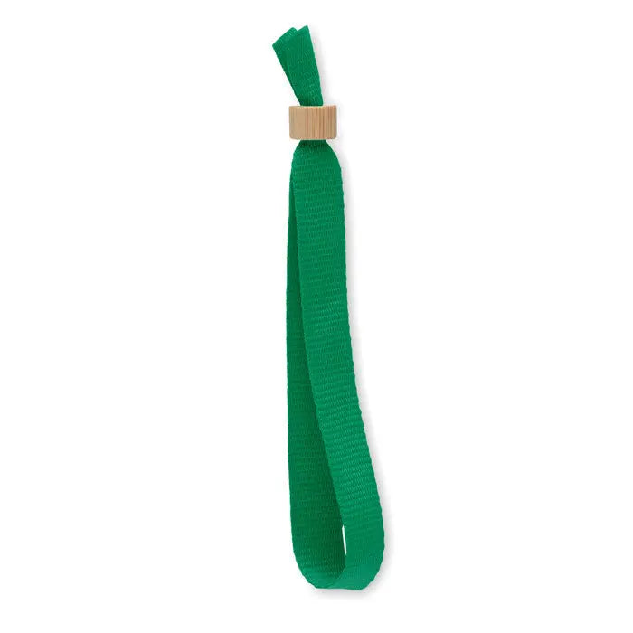 Bratara din poliester rpet verde tesut cu catarama dreptunghiulara de culoare lemn deschis