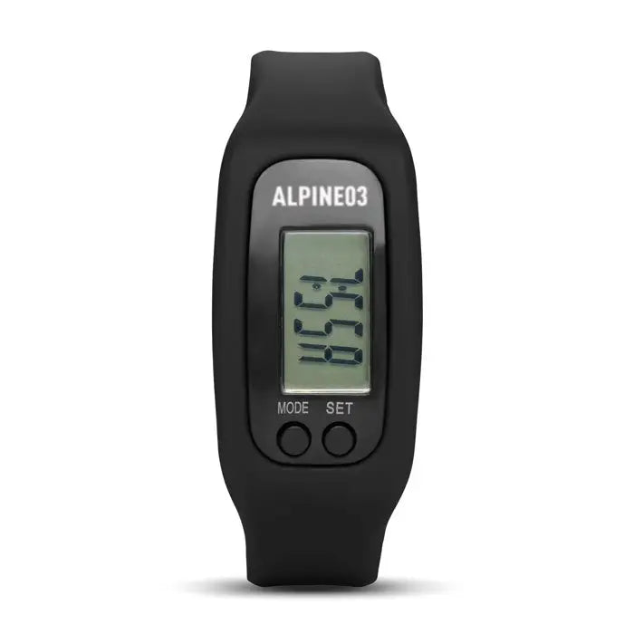 Bratara pedometru neagra din silicon cu afisaj digital pasii si ora, marca alpine03