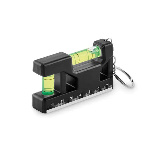 Breloc abs cu nivel magnetic negru cu vială verde lichidă și riglă integrată pentru măsurare precisă