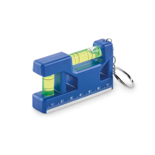 Breloc abs albastru cu nivel magnetic si rigla incorporata, ideal pentru masuratori precise si aliniere usoara
