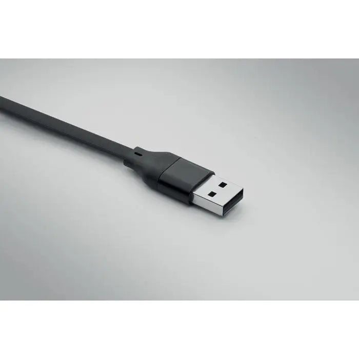 Breloc cablu usb-a negru cu conector mat si contacte metalice din abs reciclat de 60w