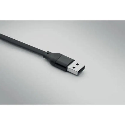 Breloc cablu usb-a negru cu conector mat si contacte metalice din abs reciclat de 60w
