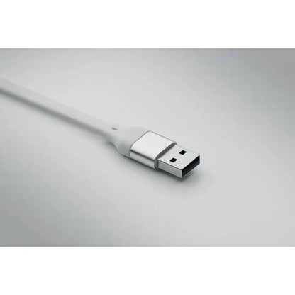Breloc cablu de 60w din abs reciclat alb cu conector metalic elegant pentru incarcare si transfer date