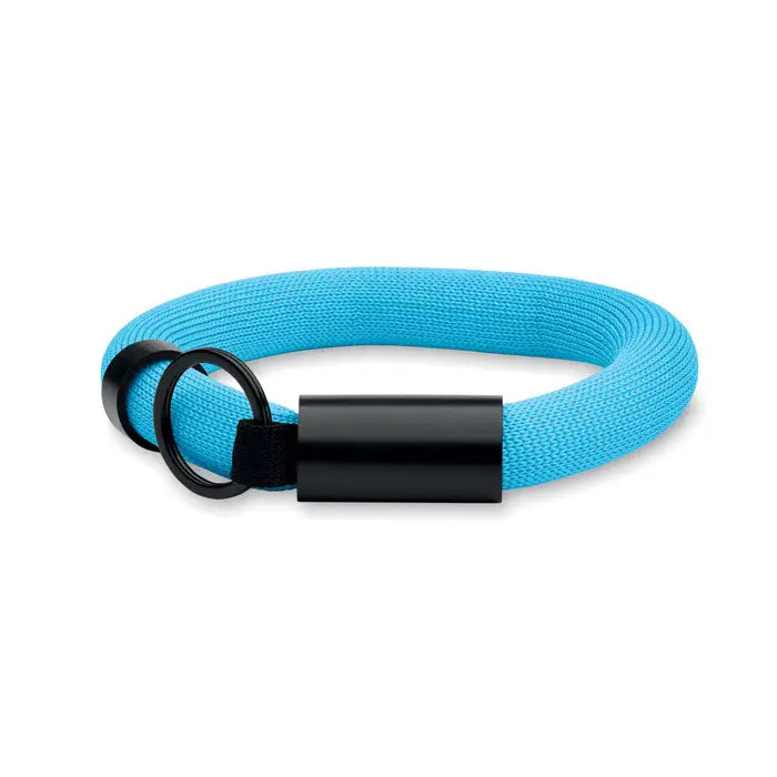 Breloc cu bratara plutitoare vibrant turcoaz cu snur impletit si inchizatoare magnetic neagra eleganta