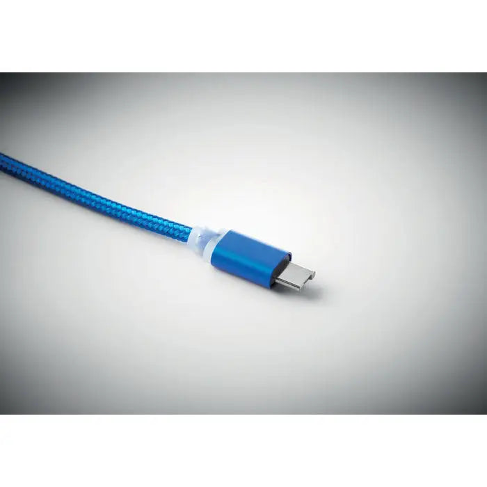 Breloc cu cablu usb tip c albastru împletit cu conector metalic pentru încărcare rapidă