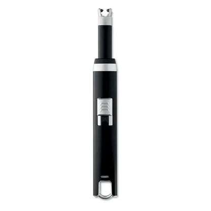 Bricheta usb mare electrică neagră și argintie cu design cilindric elegant pentru aprindere rapidă