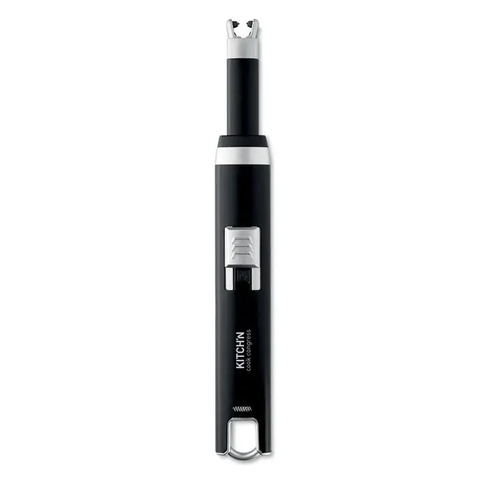 Bricheta usb mare neagra cu accente argintii si design modern pentru aprindere electrica de bucatarie