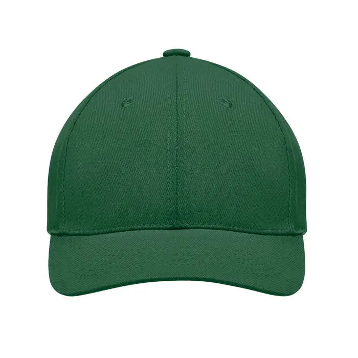 Șapcă de baseball verde solidă din bumbac greu periat cu design structurat în șase panouri și cozoroc cusut