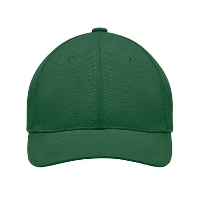 Șapcă de baseball verde solidă din bumbac greu periat cu design structurat în șase panouri și cozoroc cusut