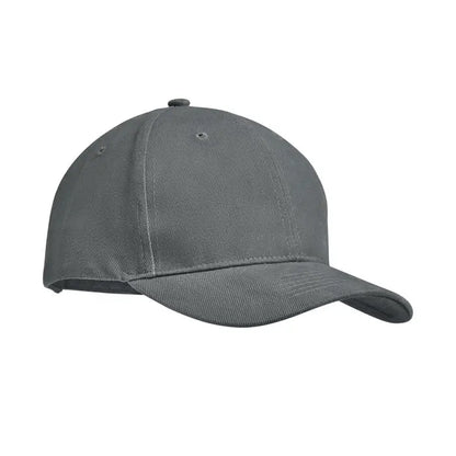 Sapca de baseball gri cu 6 panouri bumbac greu periat cu coroană structurată și cozoroc curbat din material rezistent